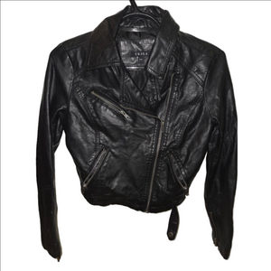 Women's UK2LA Black Faux Leather Moto Jacket S
